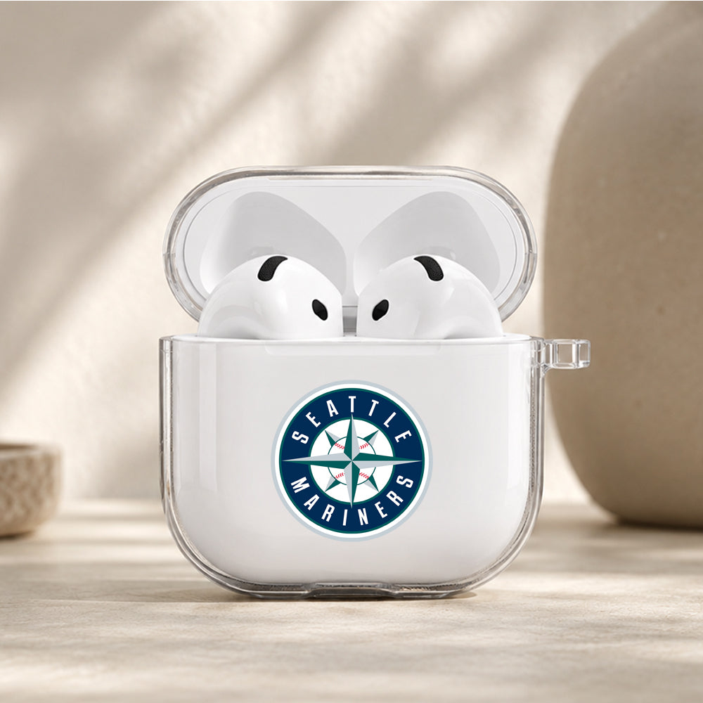 MLB Seattle Mariners Logo Protective Apple Airpods 4 Clear Case - Durable Clear Protection