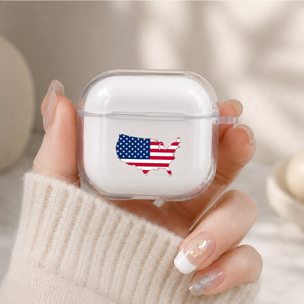 USA Flag Protective Apple Airpods 4 Clear Case - Durable Clear Protection