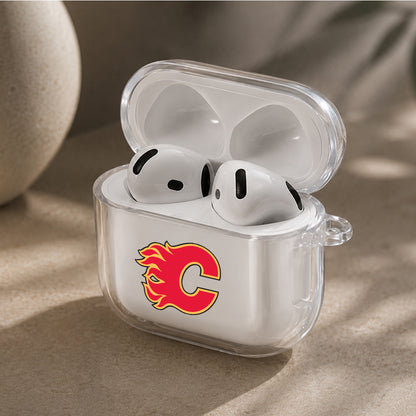 NHL Calgary Flames Logo Protective Apple Airpods 4 Clear Case - Durable Clear Protection