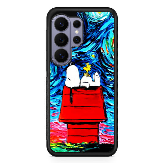 Snoopy Under Starry Night Samsung Galaxy S26 Ultra Case | Protective Rubber Cover