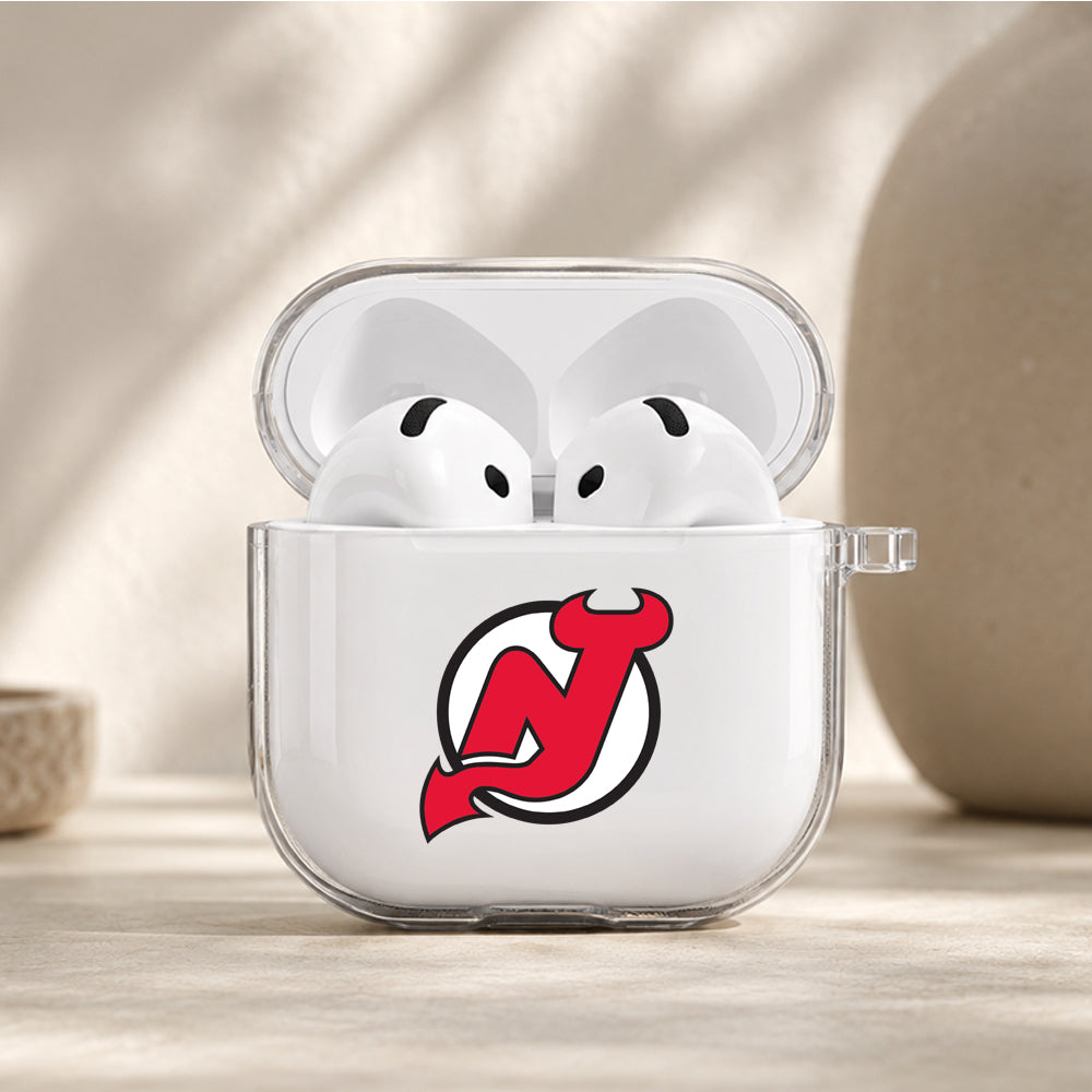 NHL New Jersey Devils Logo Protective Apple Airpods 4 Clear Case - Durable Clear Protection