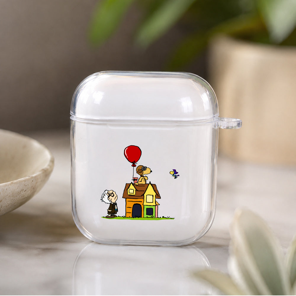 Snoopy X Up Protective Clear Case Cover For Apple Airpods | Soft Silicone AirPods 1 / 2 Case | Protective Cover