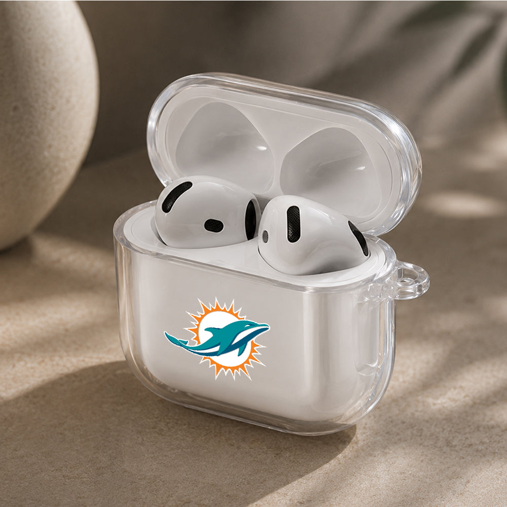 NFL Miami Dolphins Logo Protective Apple Airpods 4 Clear Case - Durable Clear Protection