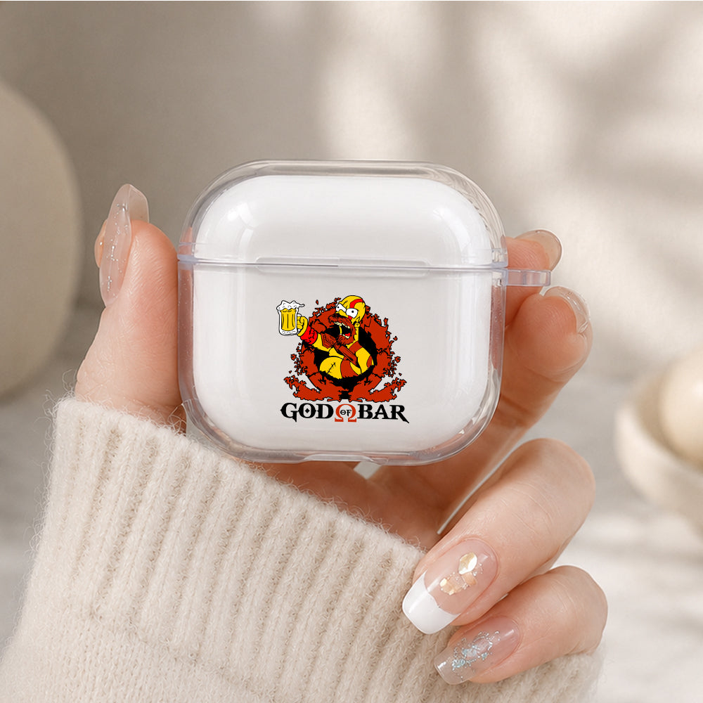 Homer Simpsons God of Bar Protective Apple Airpods 4 Clear Case - Durable Clear Protection