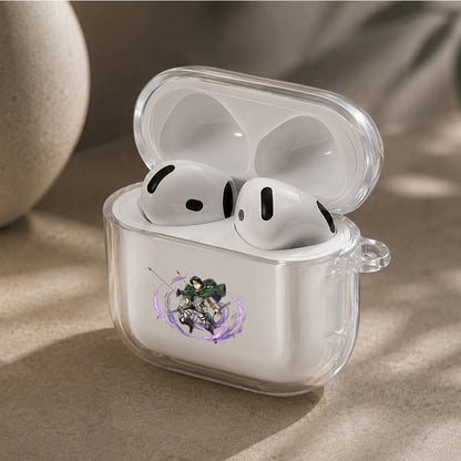 Captain Levi Deadly Spin Protective Apple Airpods 4 Clear Case - Durable Clear Protection