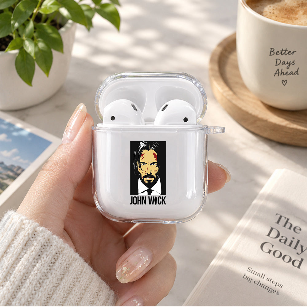 John Wick in Frame Protective Clear Case Cover For Apple Airpods | Soft Silicone AirPods 1 / 2 Case | Protective Cover