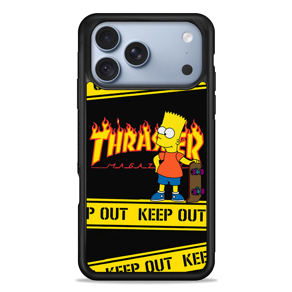 Thrasher Bart Danger Line iPhone 18 Pro Case - iPhone 18 Pro Silicone Case