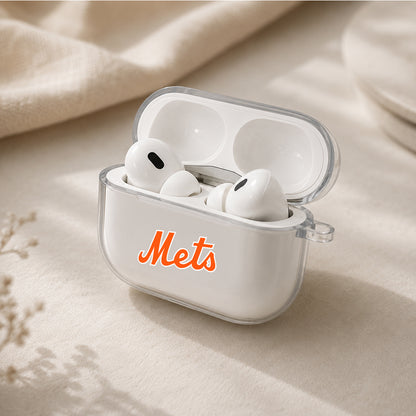 MLB New York Mets Symbol Protective Apple AirPods Pro 3 Clear Case | Shockproof Cover
