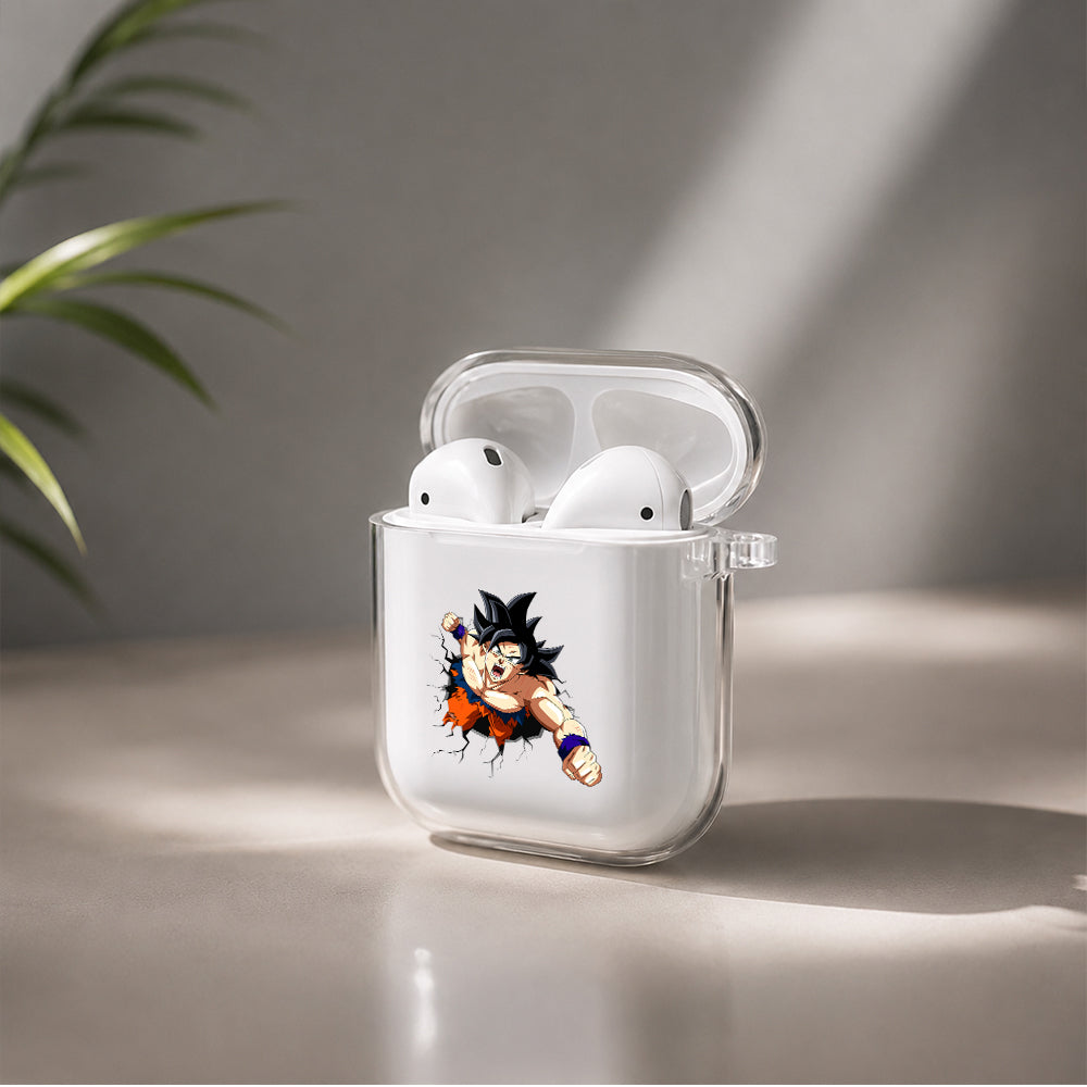 Goku Out Of The Wall Protective Clear Case Cover For Apple Airpods | Soft Silicone AirPods 1 / 2 Case | Protective Cover