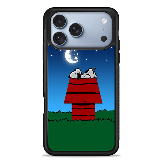 Snoopy Sleeps at Night iPhone 18 Pro Case - iPhone 18 Pro Silicone Case