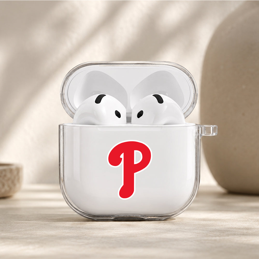 MLB Philadelphia Phillies Logo Protective Apple Airpods 4 Clear Case - Durable Clear Protection