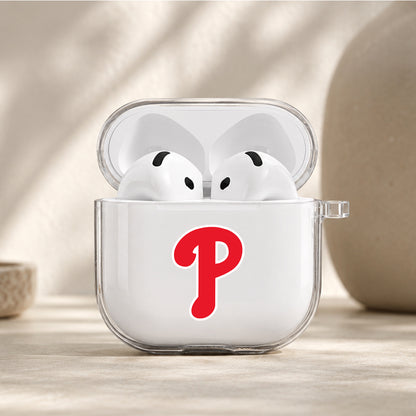 MLB Philadelphia Phillies Logo Protective Apple Airpods 4 Clear Case - Durable Clear Protection
