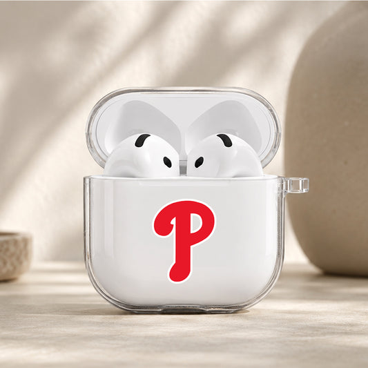 MLB Philadelphia Phillies Logo Protective Apple Airpods 4 Clear Case - Durable Clear Protection