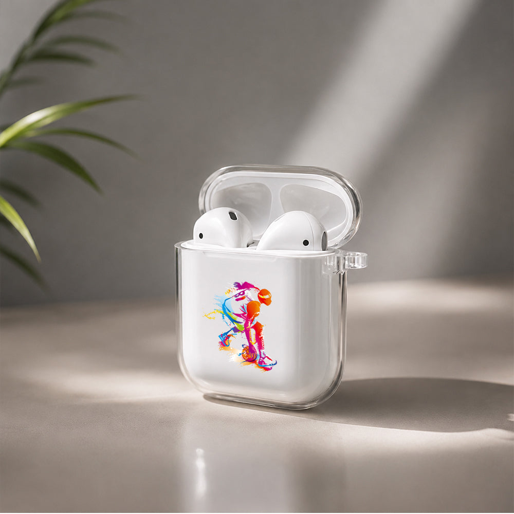 Basket Ball Player Art Protective Clear Case Cover For Apple Airpods | Soft Silicone AirPods 1 / 2 Case | Protective Cover