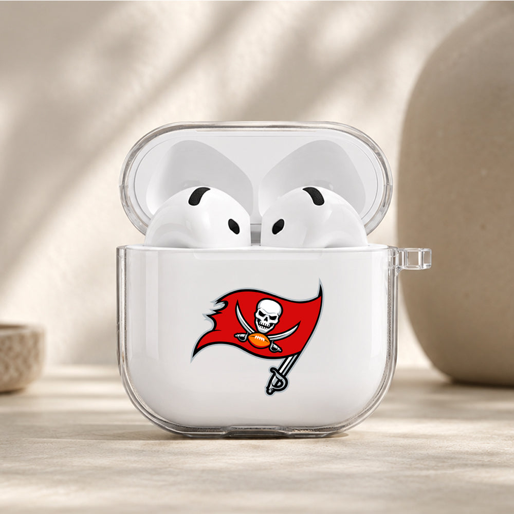 NFL Tampa Bay Buccaneers Logo Protective Apple Airpods 4 Clear Case - Durable Clear Protection