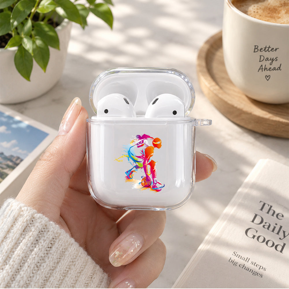 Basket Ball Player Art Protective Clear Case Cover For Apple Airpods | Soft Silicone AirPods 1 / 2 Case | Protective Cover