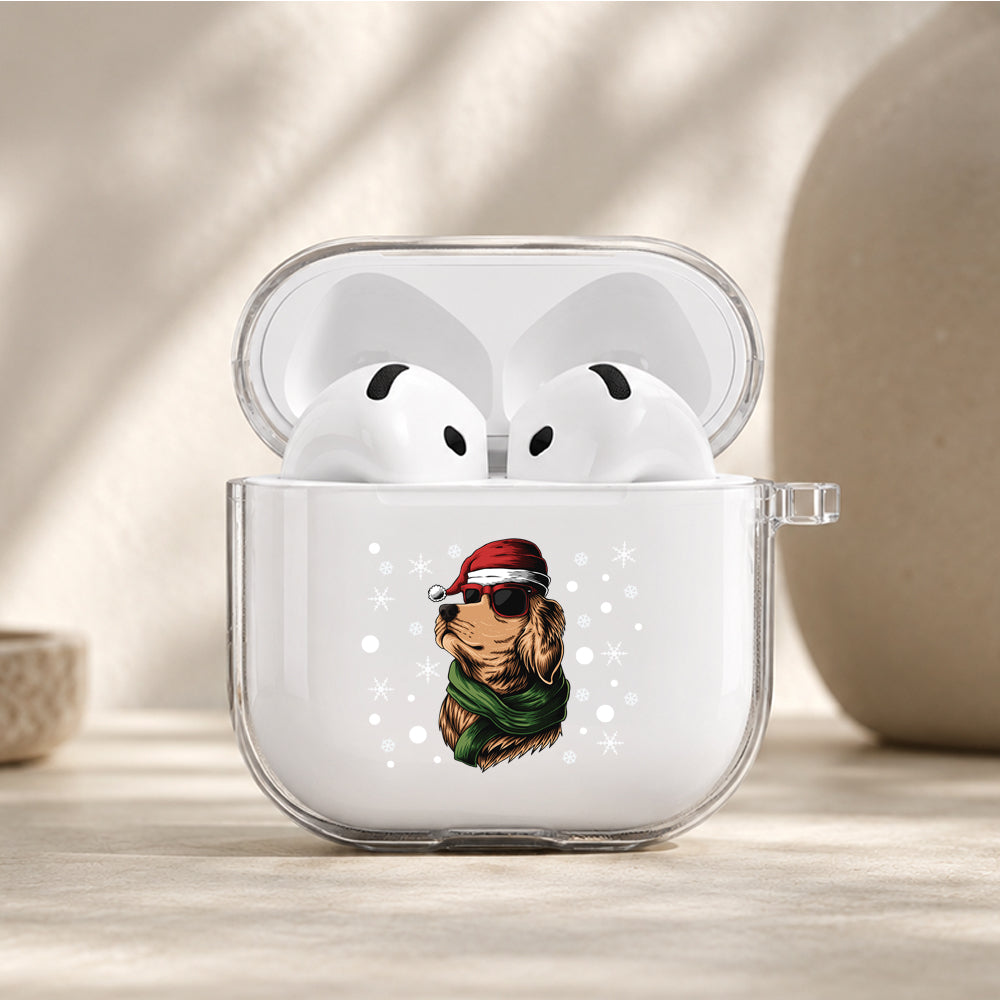 Dog Christmas Snow Protective Apple Airpods 4 Clear Case - Durable Clear Protection