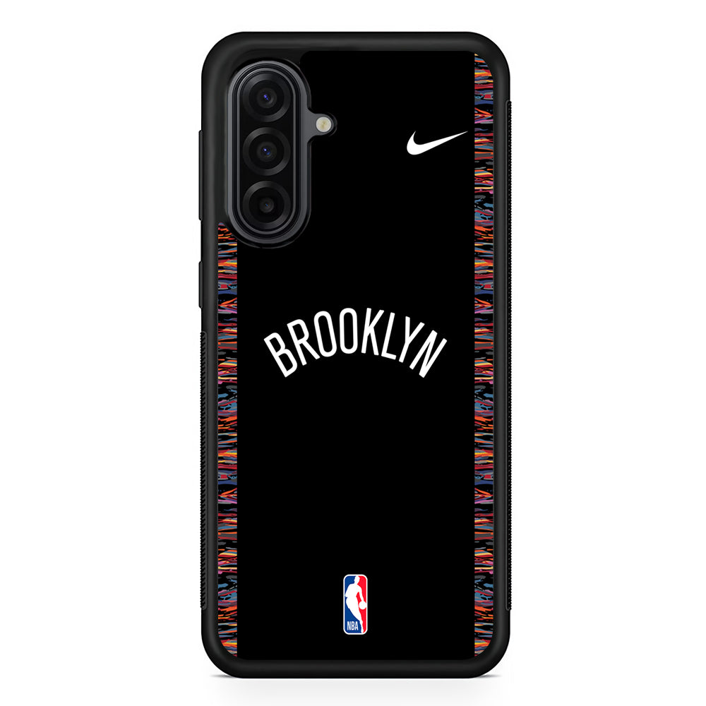 NBA Brooklyn Nets Black Nike Samsung Galaxy A17 Case | Durable Rubber Samsung Galaxy A17 Phone Case