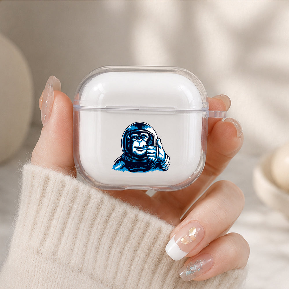 Monkey Becomes an Astronaut Protective Apple Airpods 4 Clear Case - Durable Clear Protection