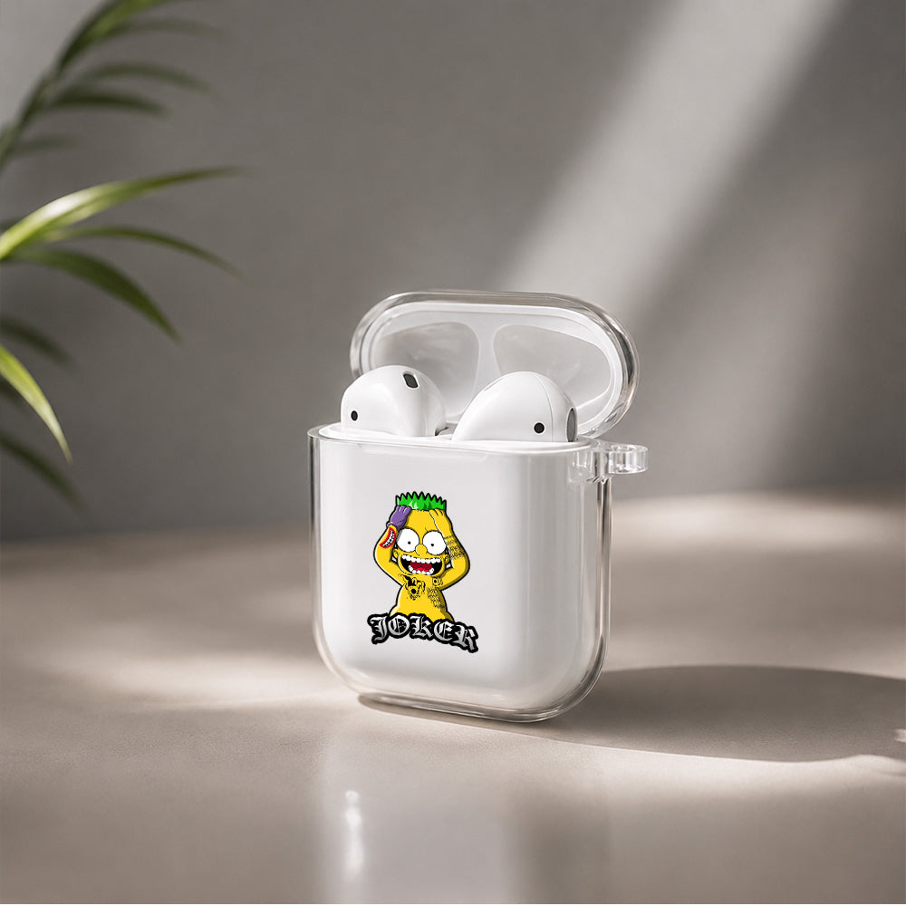 Bart Simpson Joker Protective Clear Case Cover For Apple Airpods | Soft Silicone AirPods 1 / 2 Case | Protective Cover