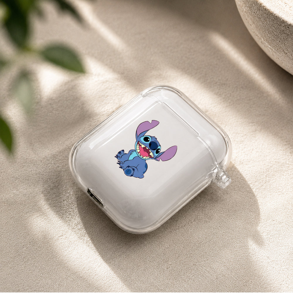 Stitch Smiled Protective Clear Case Cover For Apple Airpods | Soft Silicone AirPods 1 / 2 Case | Protective Cover
