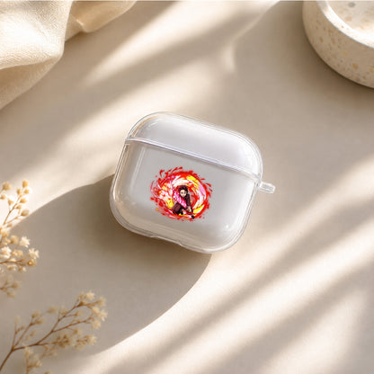 Demon Slayer Tanjiro Fire Dragon Protective Apple Airpods 4 Clear Case - Durable Clear Protection