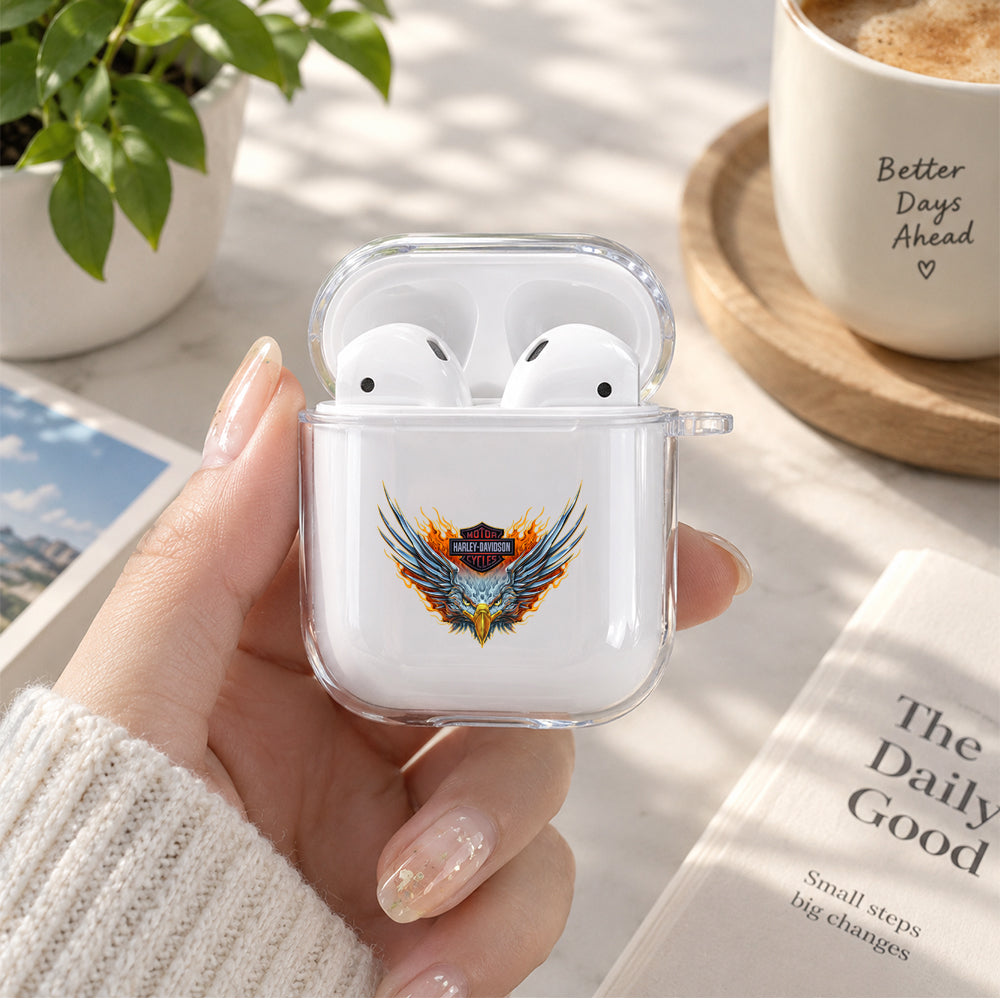 Eagle Harley Davidson Symbol Protective Clear Case Cover For Apple Airpods | Soft Silicone AirPods 1 / 2 Case | Protective Cover