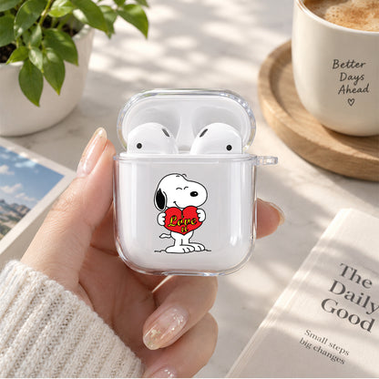 Snoopy I Love U Protective Clear Case Cover For Apple Airpods | Soft Silicone AirPods 1 / 2 Case | Protective Cover