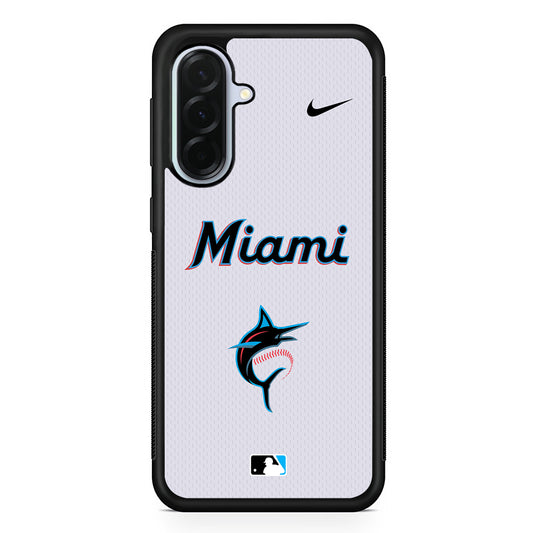 MLB Miami Marlins White Nike Samsung Galaxy A36 Case | Durable Samsung Galaxy A36 Protective Case