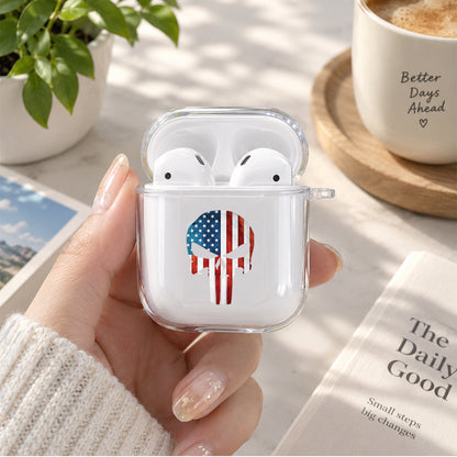 Skull Head American Taste Protective Clear Case Cover For Apple Airpods | Soft Silicone AirPods 1 / 2 Case | Protective Cover