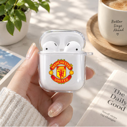 Manchester United FC Logo Protective Clear Case Cover For Apple Airpods | Soft Silicone AirPods 1 / 2 Case | Protective Cover
