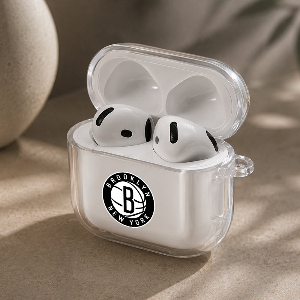 NBA Brooklyn Nets Logo Protective Apple Airpods 4 Clear Case - Durable Clear Protection