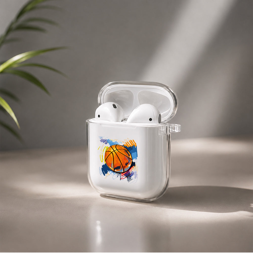 Basket Ball Art Protective Clear Case Cover For Apple Airpods | Soft Silicone AirPods 1 / 2 Case | Protective Cover