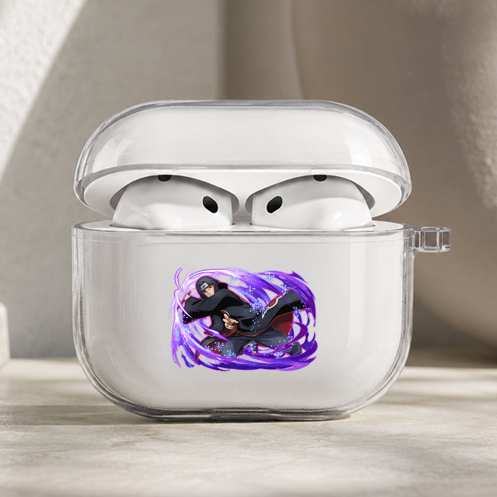 Itachi Uchiha Blazing Purple Protective Apple AirPods Pro 3 Clear Case | Shockproof Cover