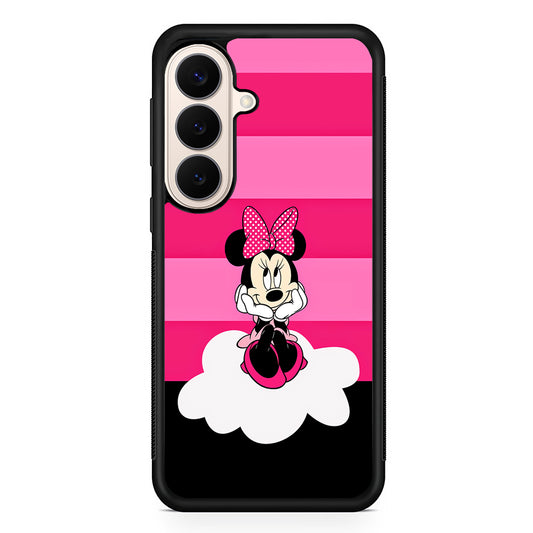 Minnie Mouse Pink Stripe Samsung Galaxy S26 Case | Durable Protective Rubber Cover