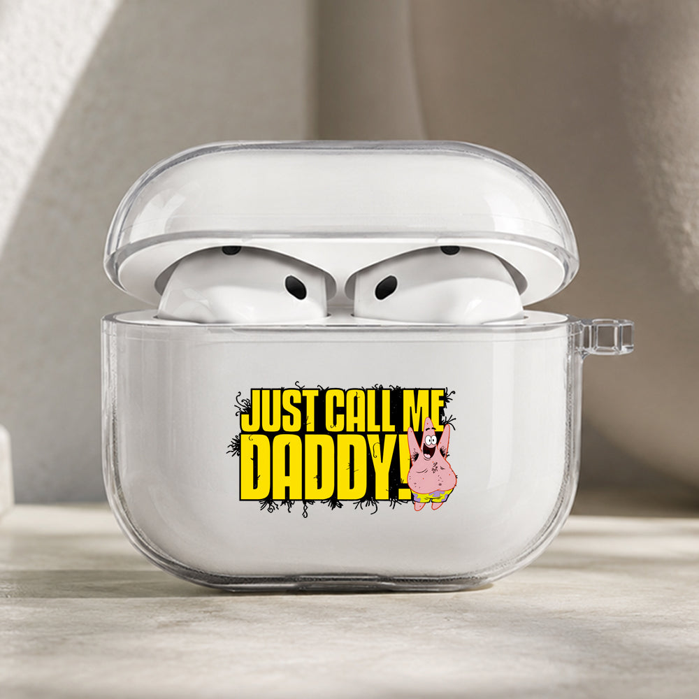 Patrick Just Call Me Daddy Protective Apple AirPods Pro 3 Clear Case | Shockproof Cover