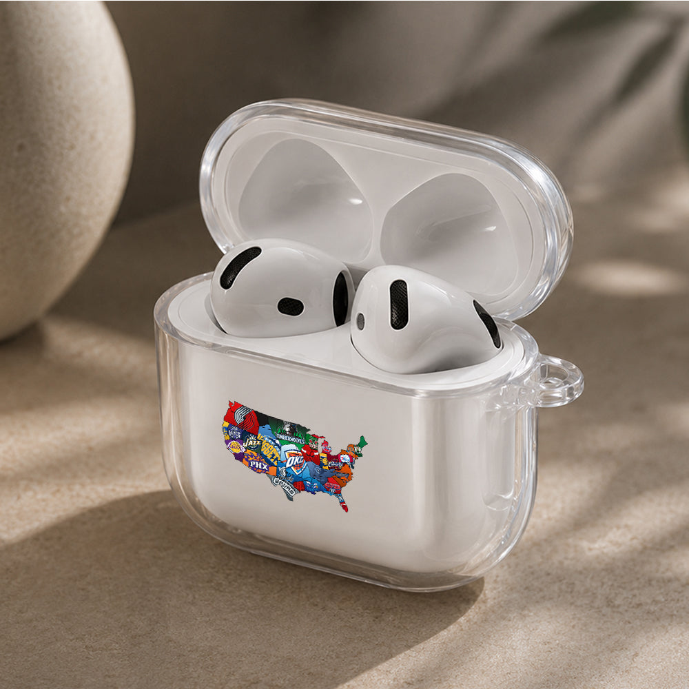 NBA Club Map Protective Apple Airpods 4 Clear Case - Durable Clear Protection