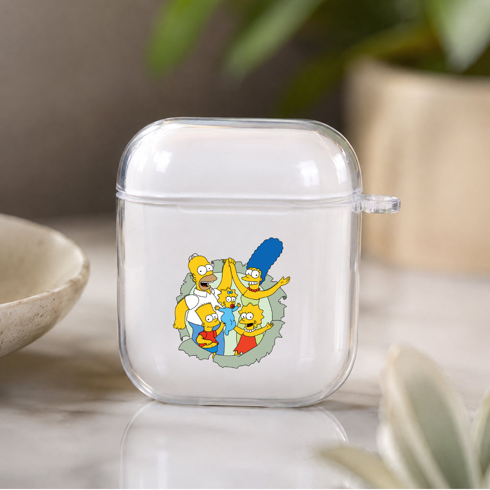 The simpson family harmony Protective Clear Case Cover For Apple Airpods | Soft Silicone AirPods 1 / 2 Case | Protective Cover