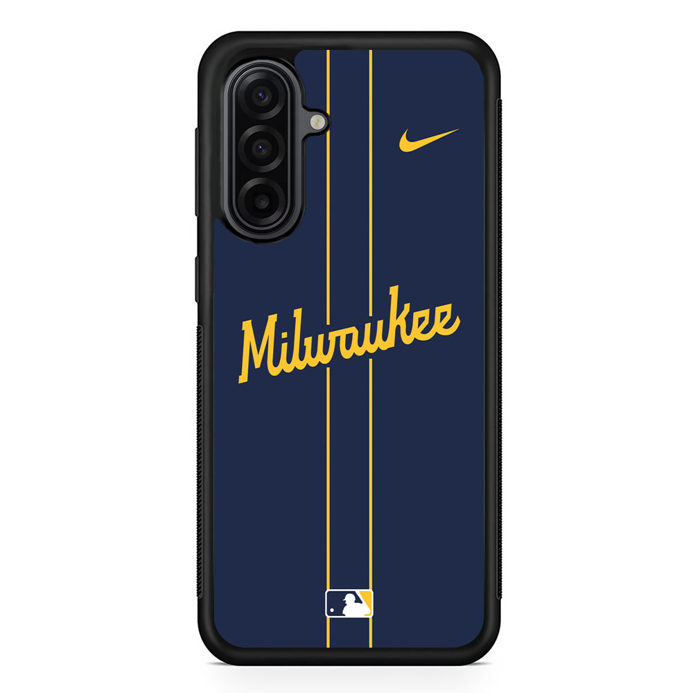 MLB Milwaukee Brewers Navy Nike Samsung Galaxy A17 Case | Durable Rubber Samsung Galaxy A17 Phone Case