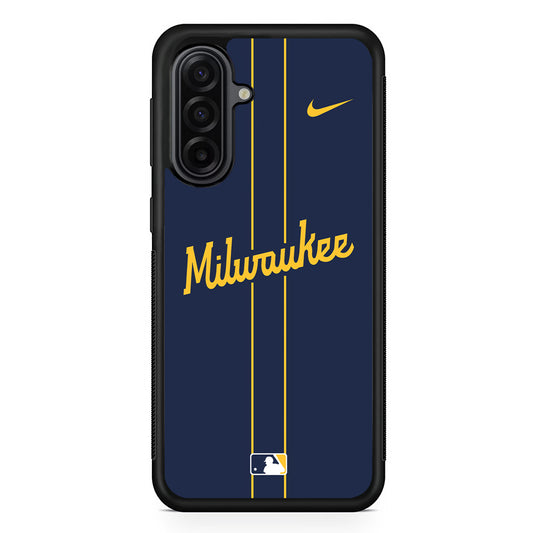 MLB Milwaukee Brewers Navy Nike Samsung Galaxy A17 Case | Durable Rubber Samsung Galaxy A17 Phone Case