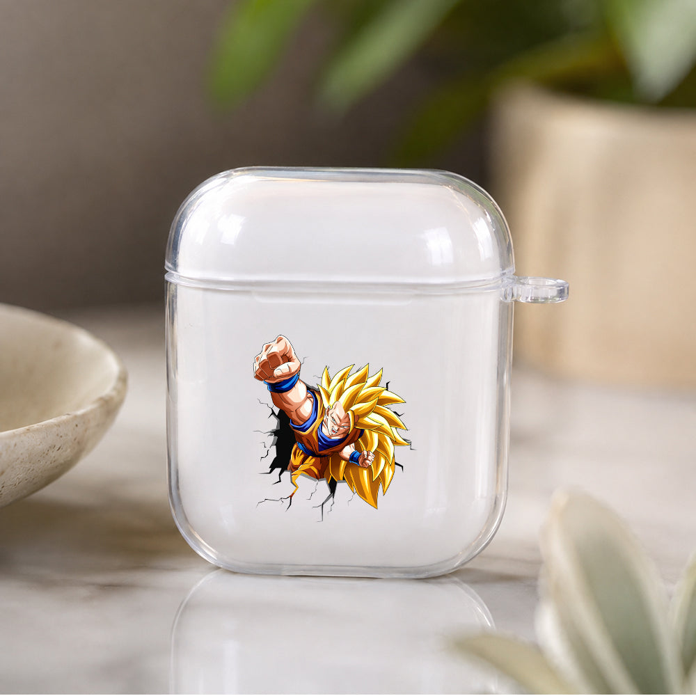 Son Goku Super Saiyan 3D Art Protective Clear Case Cover For Apple Airpods | Soft Silicone AirPods 1 / 2 Case | Protective Cover
