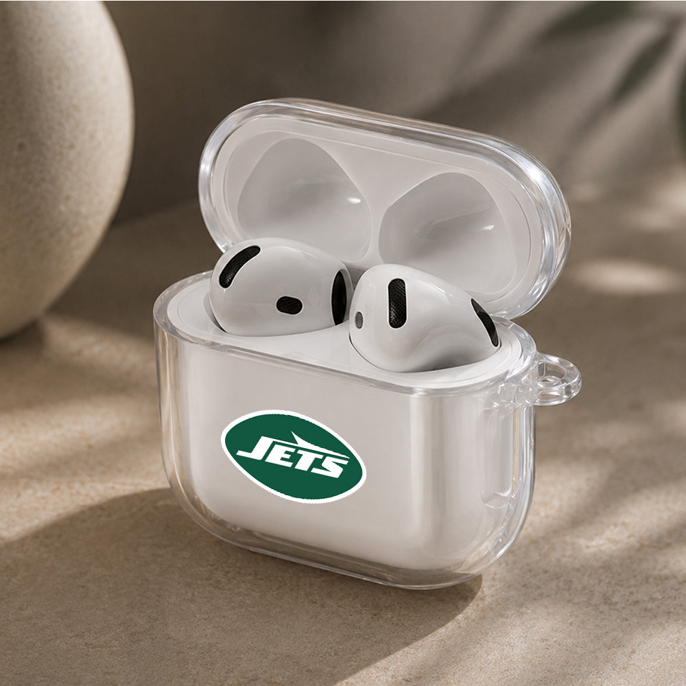 NFL New York Jets Logo Protective Apple Airpods 4 Clear Case - Durable Clear Protection