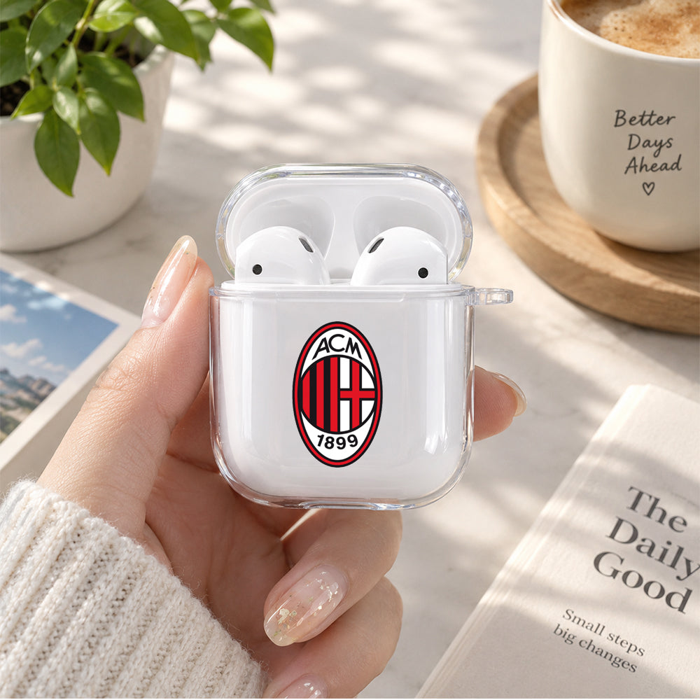 AC Milan 1899 Logo Protective Clear Case Cover For Apple Airpods | Soft Silicone AirPods 1 / 2 Case | Protective Cover