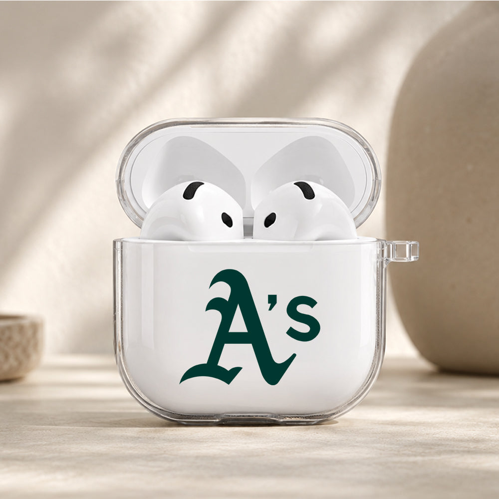 MLB Athletics Logo Protective Apple Airpods 4 Clear Case - Durable Clear Protection