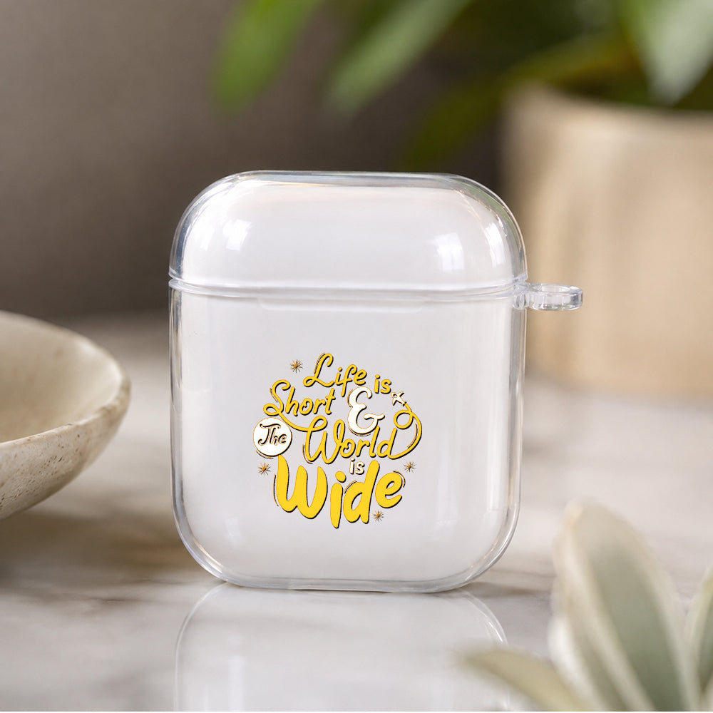 Life is Short Protective Clear Case Cover For Apple Airpods | Soft Silicone AirPods 1 / 2 Case | Protective Cover