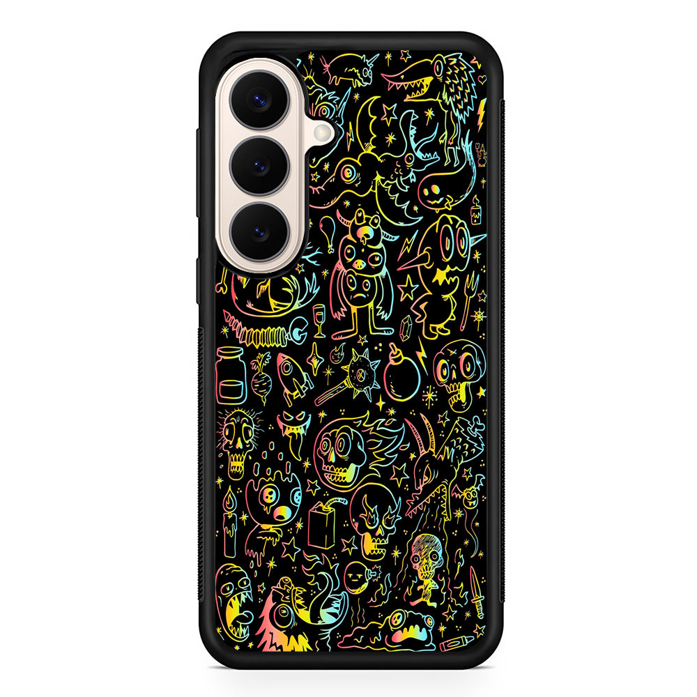 Doodle Monsters Black Samsung Galaxy S26 Case | Durable Protective Rubber Cover