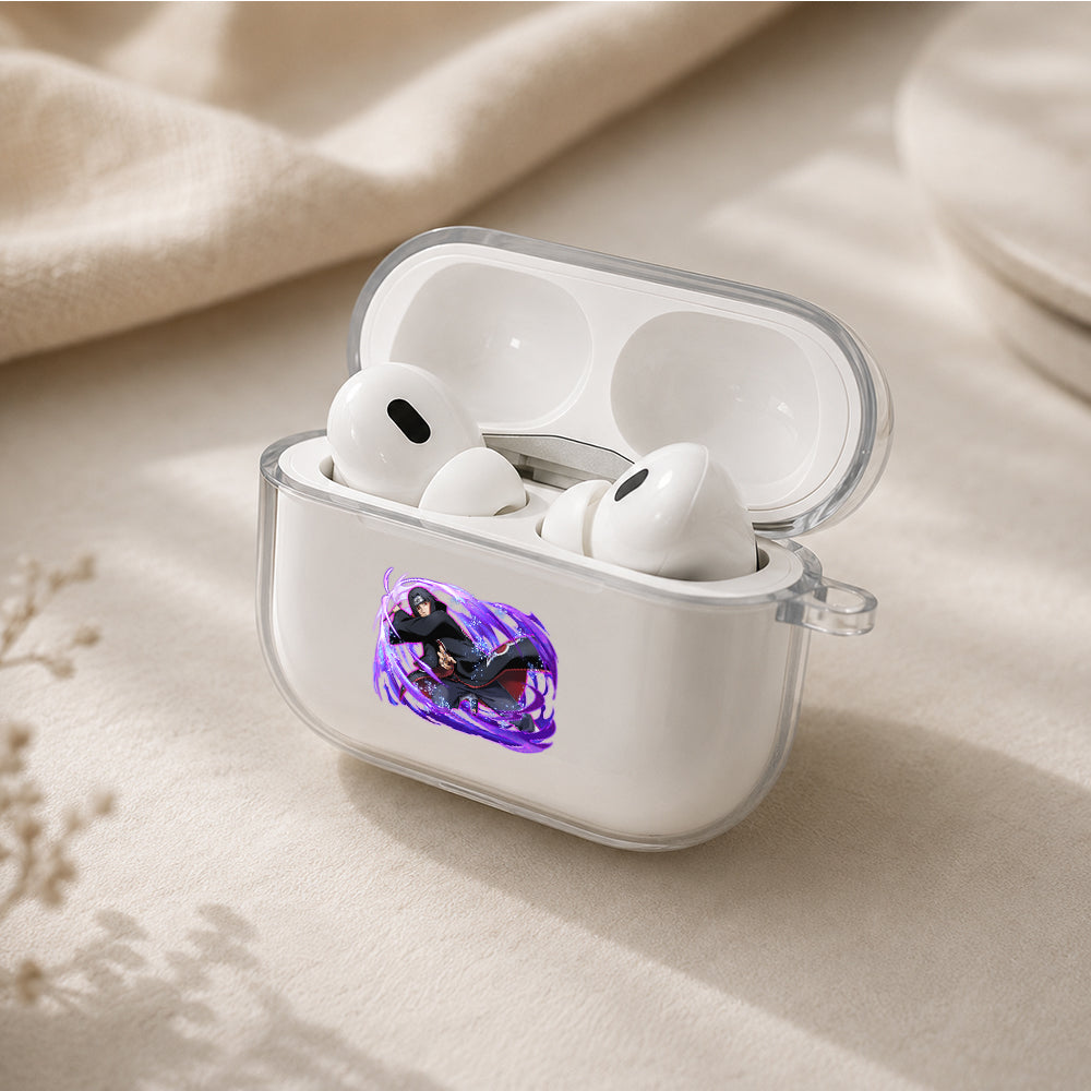 Itachi Uchiha Blazing Purple Protective Apple AirPods Pro 3 Clear Case | Shockproof Cover
