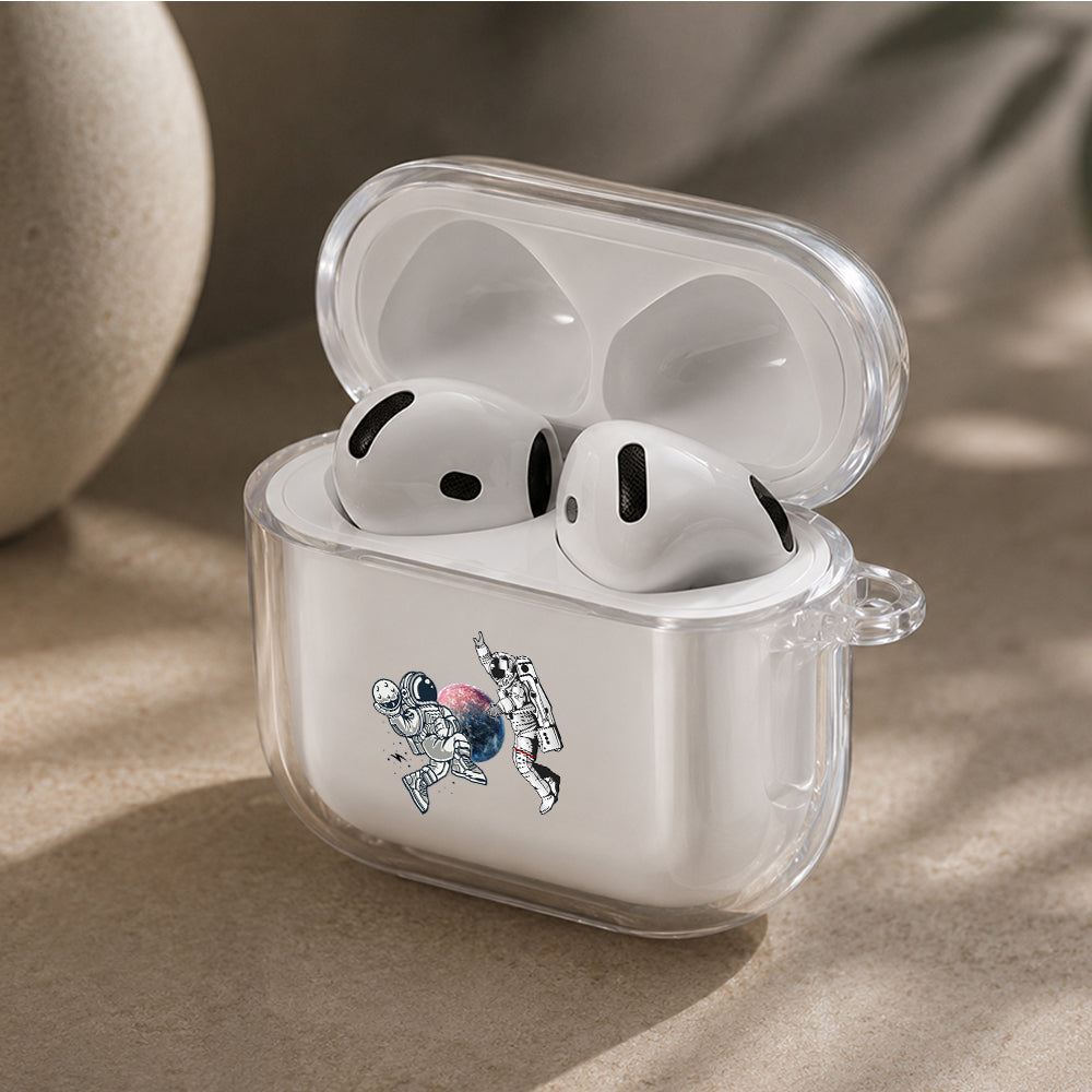 Astronaut Playing Basket Protective Apple Airpods 4 Clear Case - Durable Clear Protection