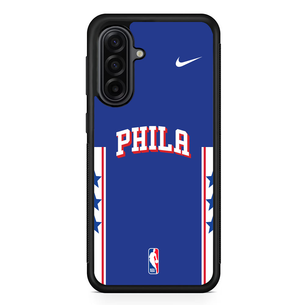 NBA Philadelphia 76ers Blue Nike Samsung Galaxy A17 Case | Durable Rubber Samsung Galaxy A17 Phone Case