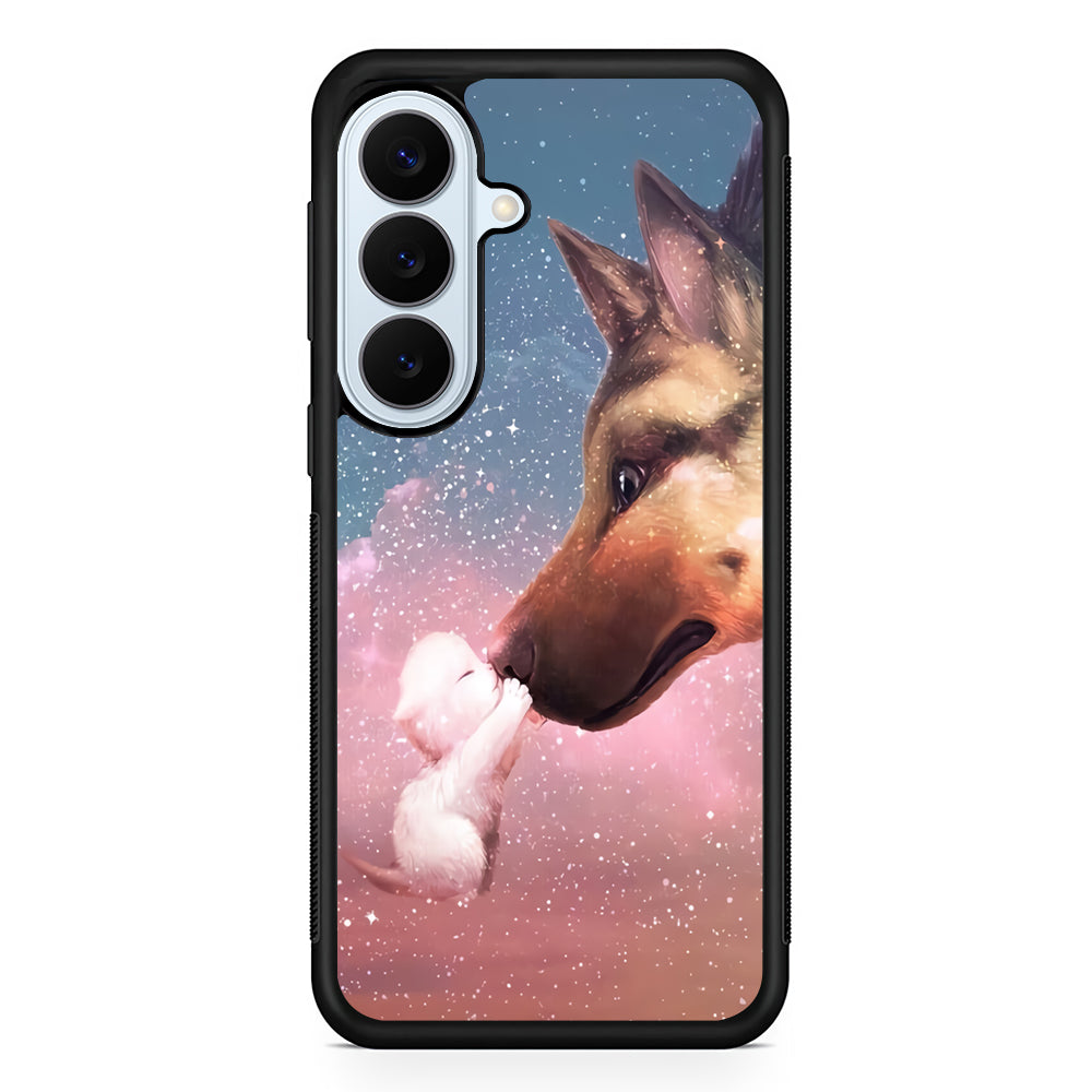 Cute Cat Kiss Dog Samsung Galaxy S26 Plus Case | Slim Protective Rubber Cover